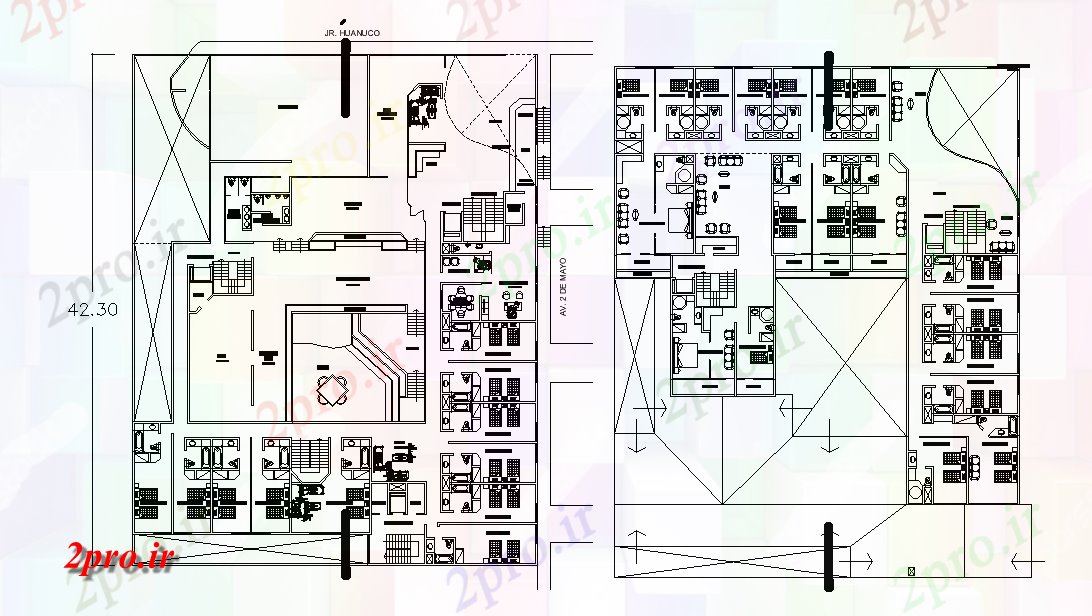 دانلود نقشه هتل - رستوران - اقامتگاه طرحی معماری طبقه هتل مندرج این طراحی 33 در 42 متر (کد166736)