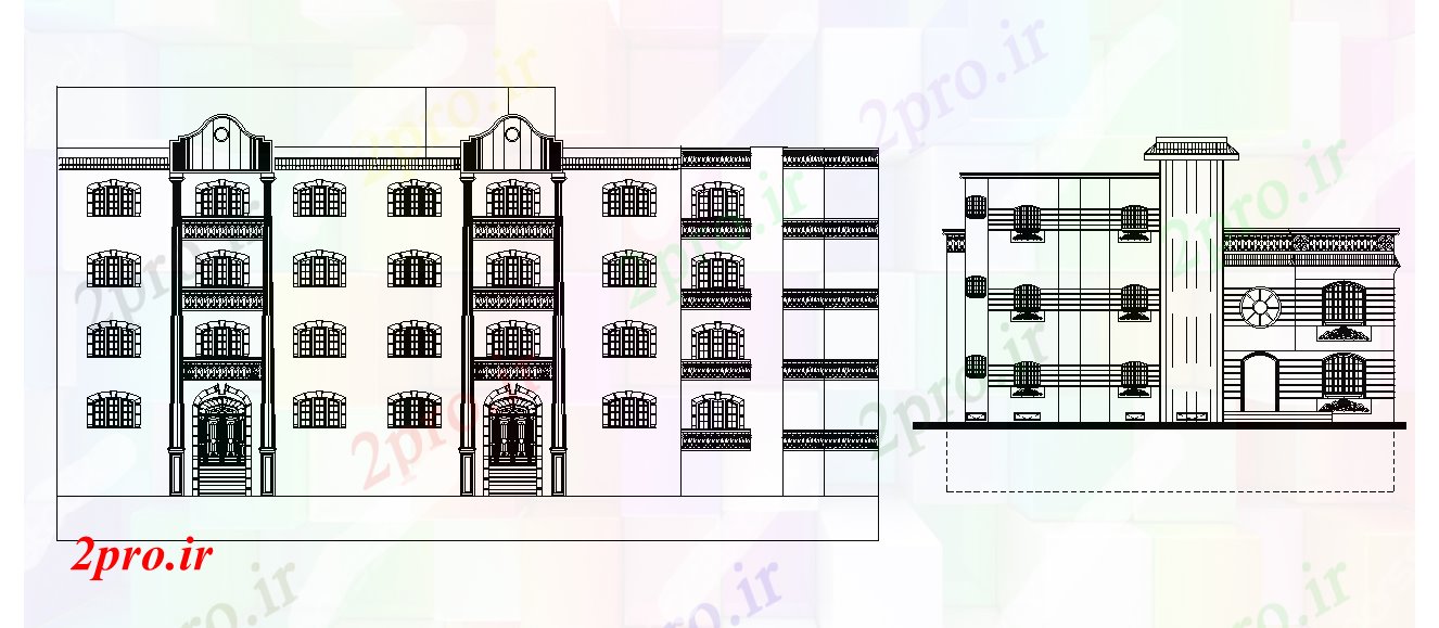 دانلود نقشه مسکونی  ، ویلایی ، آپارتمان  طراحی نما آپارتمان      اتوکد دو بعدی     (کد166739)