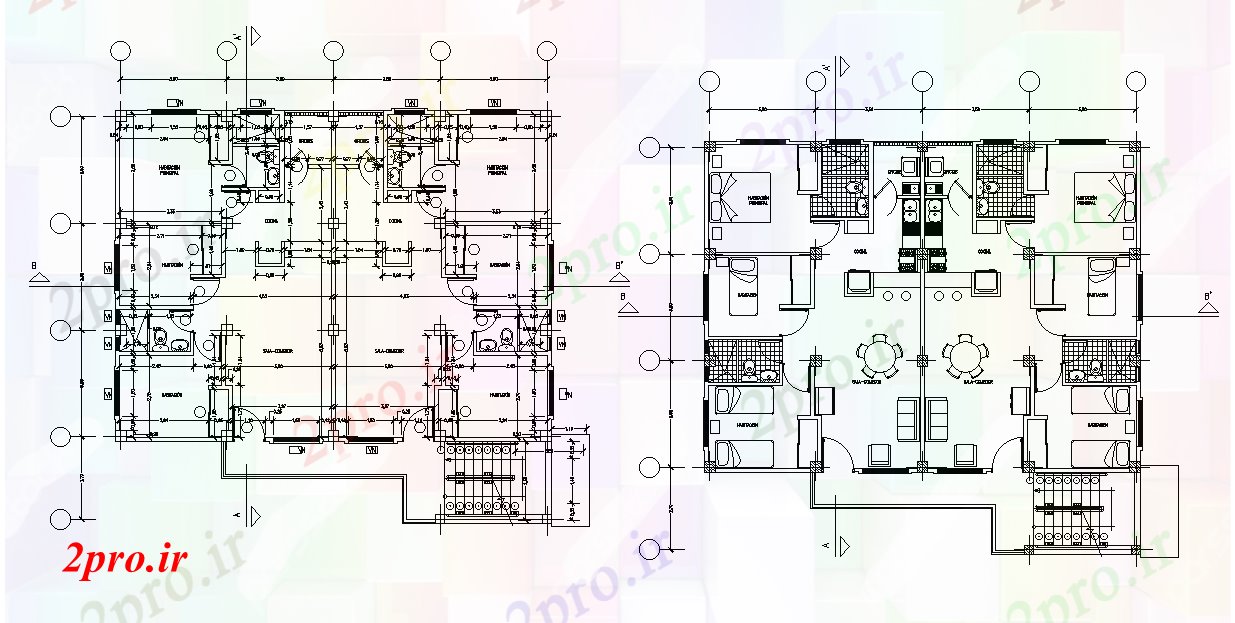 دانلود نقشه مسکونی  ، ویلایی ، آپارتمان  BHK خانه مشترک آپارتمان     (کد166744)