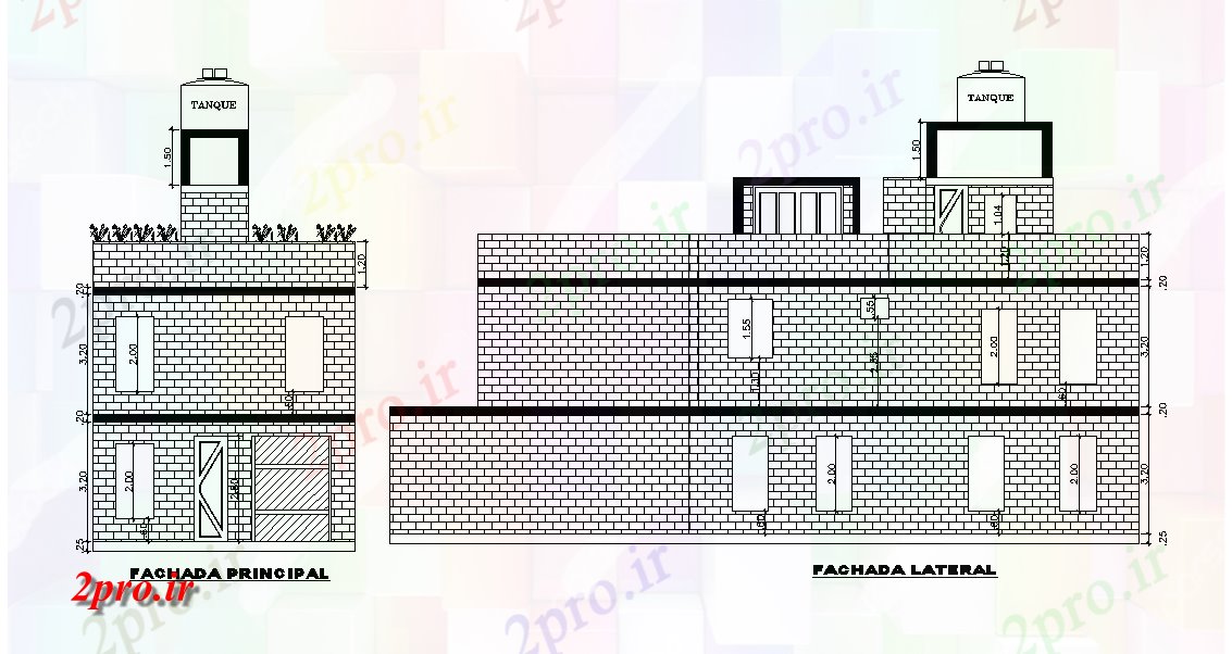 دانلود نقشه خانه های کوچک ، نگهبانی ، سازمانی - دوقلو ویلا نما طرحی خانه   مدل     (کد166768)