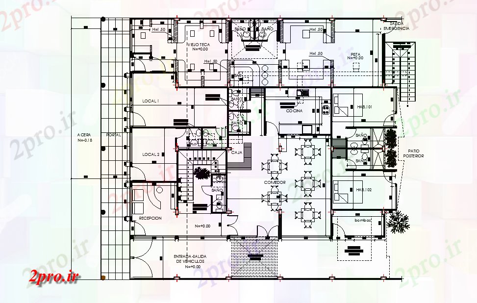 دانلود نقشه هتل - رستوران - اقامتگاه رستوران طرحی طبقه ساخت اتوکد مشخص پرونده 14 در 18 متر (کد166773)
