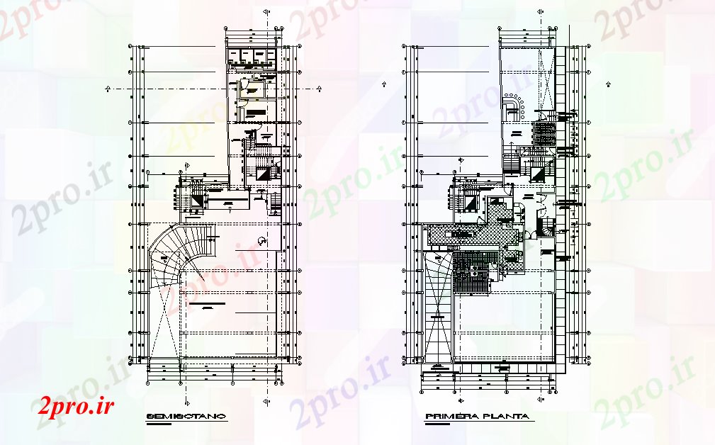 دانلود نقشه ساختمان اداری - تجاری - صنعتی شرکت ساختمان اداری جدا 16 در 38 متر (کد166803)
