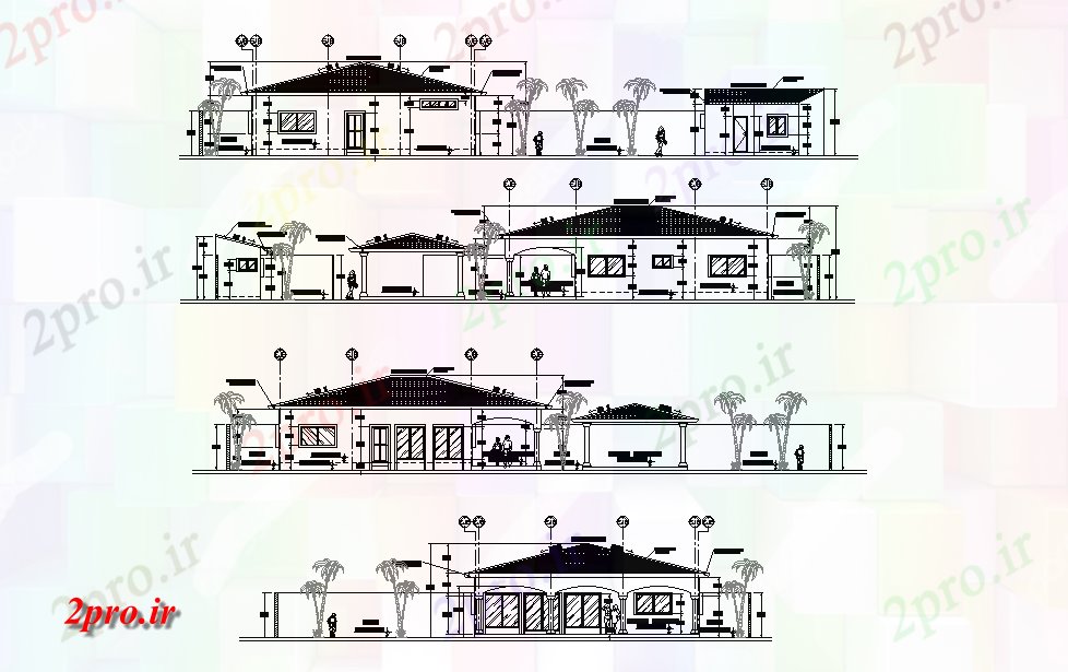 دانلود نقشه خانه های کوچک ، نگهبانی ، سازمانی - متوسل طراحی ساختمان نما که ارائه ساخت سطح طبقه  پرونده (کد166804)