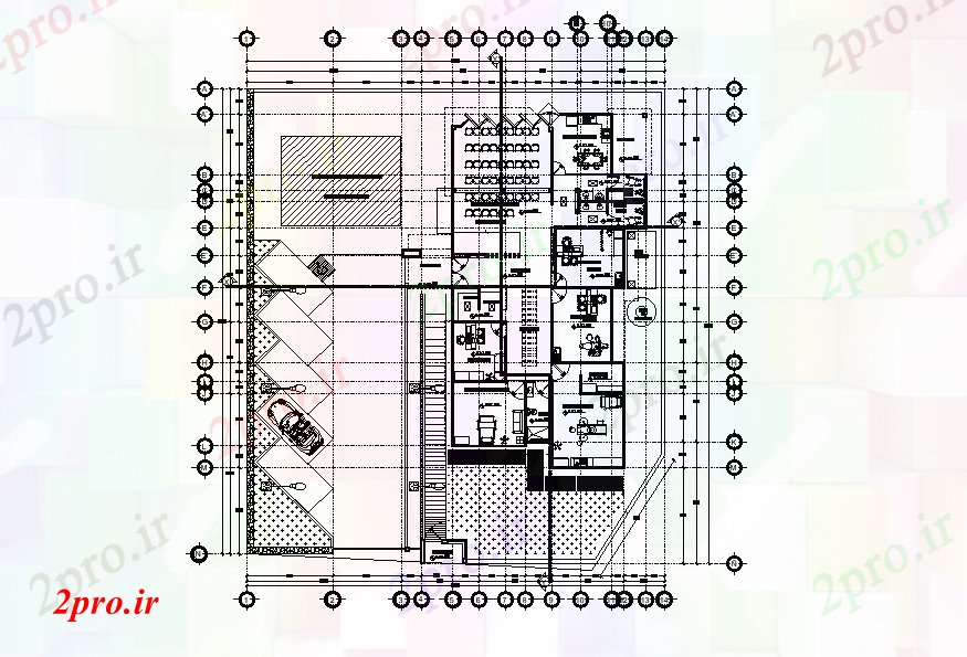 دانلود نقشه ساختمان اداری - تجاری - صنعتی شرکت ساختمان اداری ارائه 14 در 30 متر (کد166820)