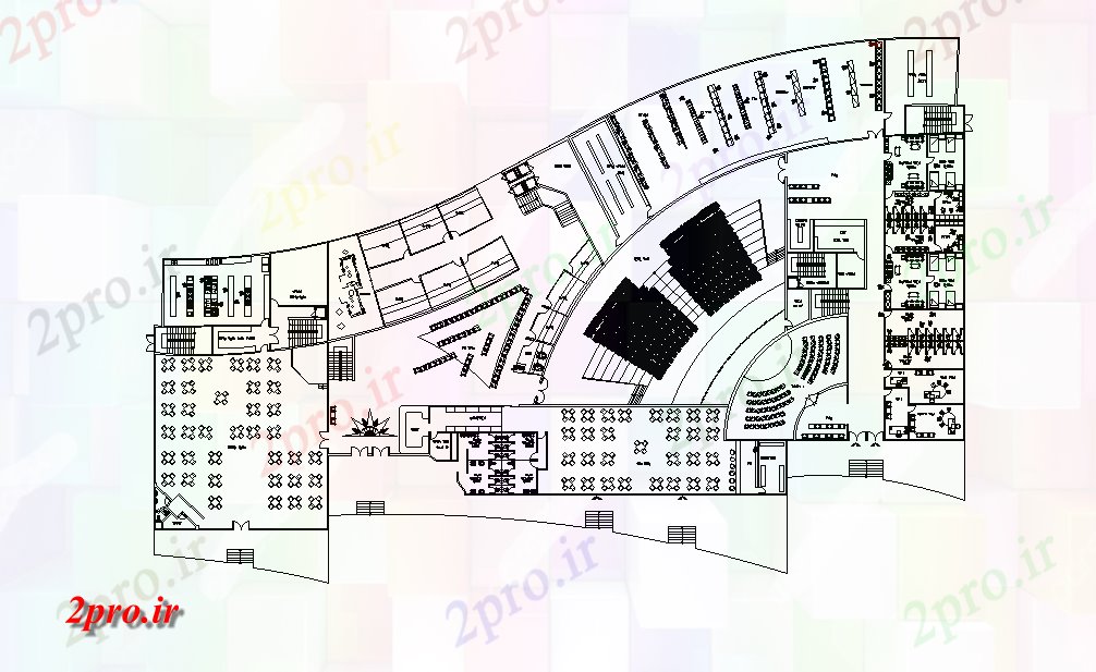 دانلود نقشه هتل - رستوران - اقامتگاه طراحی نوار رستوران ارائه 12 در 22 متر (کد166829)
