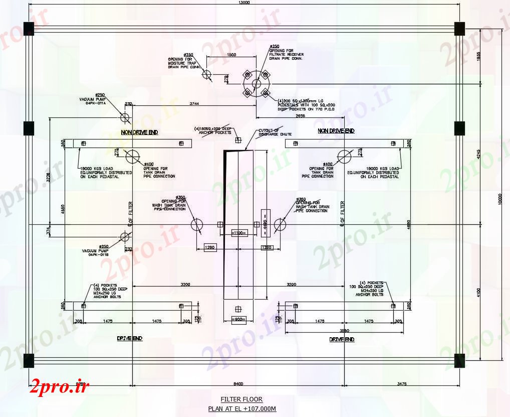 دانلود نقشه کارخانه صنعتی  ، کارگاه فیلتر طرحی طبقه   اتوکد  (کد166843)