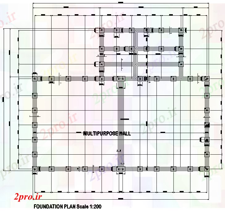 دانلود نقشه جزئیات بتن طرحی بنیاد کلیسای ساختمانی   (کد166858)
