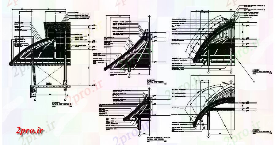 دانلود نقشه طراحی جزئیات ساختار بخش سقف جزئیات    (کد166890)