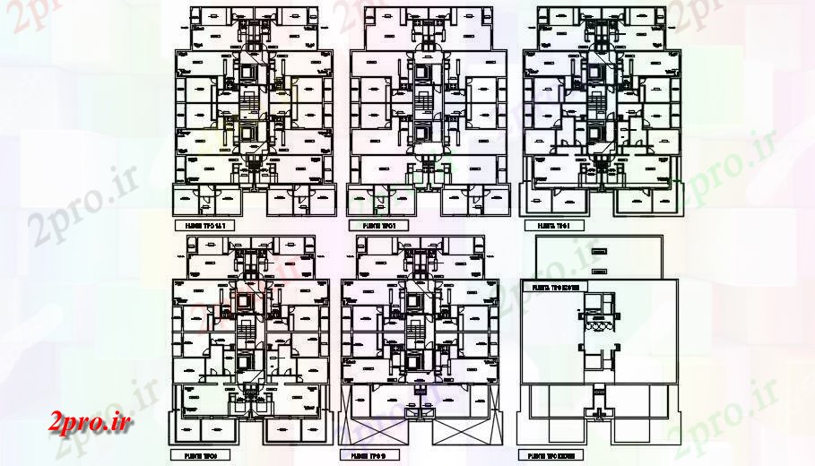 دانلود نقشه مسکونی  ، ویلایی ، آپارتمان  طرحی طبقه آپارتمان       (کد166898)