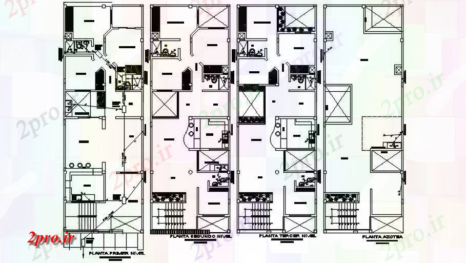 دانلود نقشه خانه های کوچک ، نگهبانی ، سازمانی - طبقه تراس طرحی جزئیات 7 در 20 متر (کد166921)