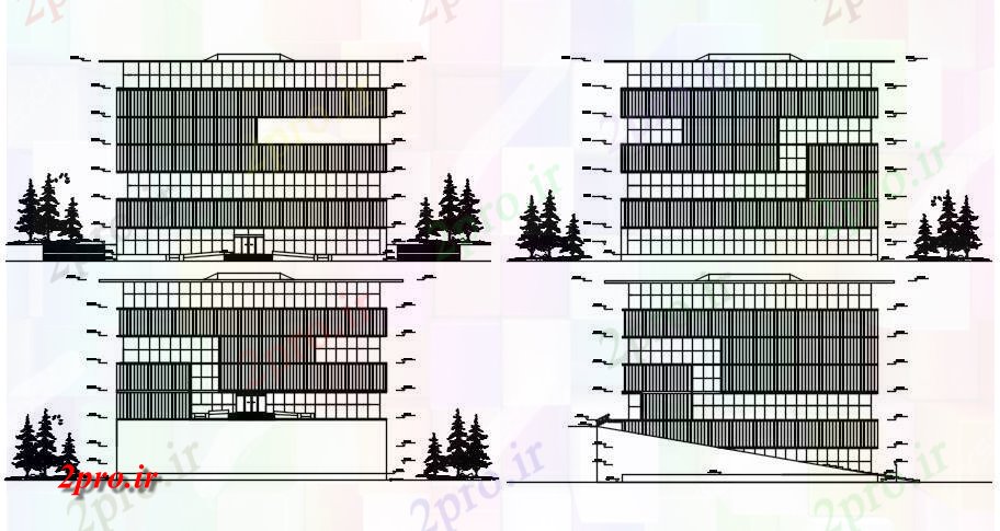 دانلود نقشه ساختمان اداری - تجاری - صنعتی نما مقابل دفتر ساختمان   تجویز می شوند    (کد166936)