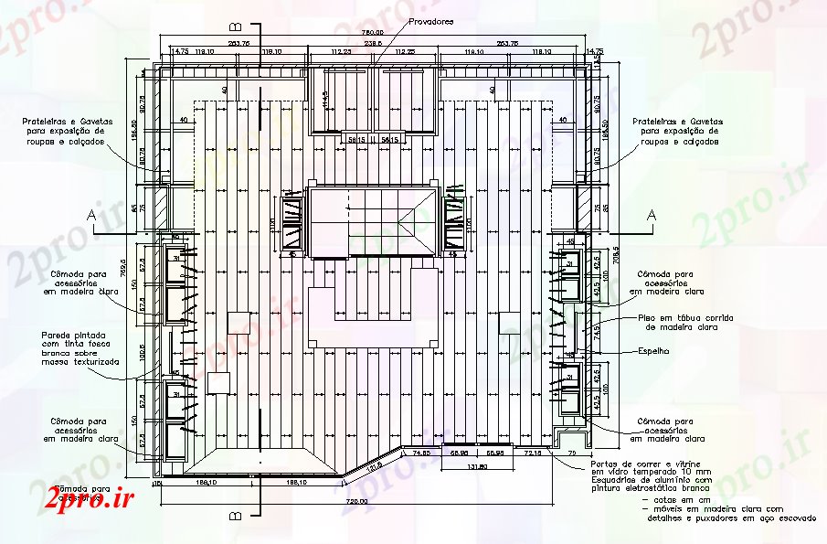 دانلود نقشه ساختمان اداری - تجاری - صنعتی فروشگاه لباس طراحی کودکان 77 در 78 متر (کد166977)
