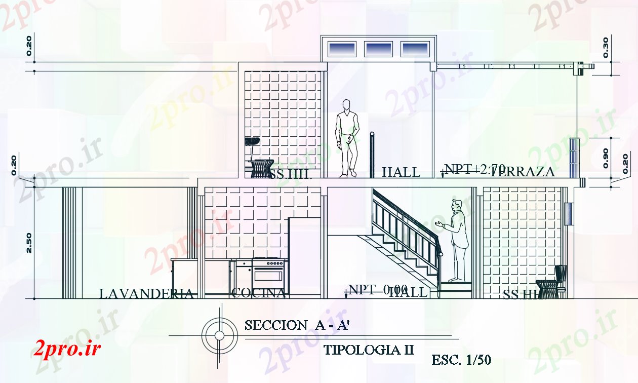 دانلود نقشه مسکونی ، ویلایی ، آپارتمان خانه بخش 53 در 86 متر (کد167012)