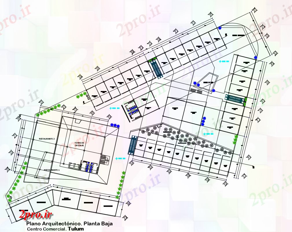 دانلود نقشه هایپر مارکت - مرکز خرید - فروشگاه طبقه همکف مرکز خرید طرحی معماری اتوکد 112 در 138 متر (کد167033)