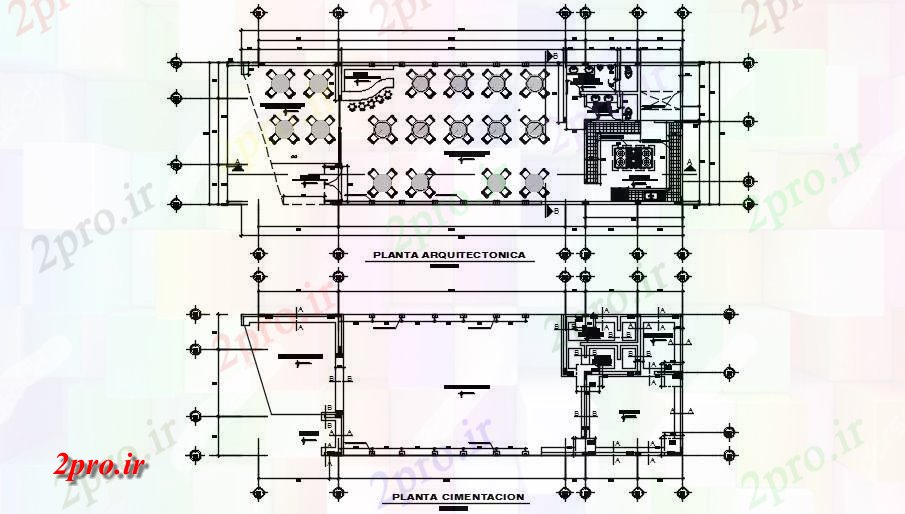 دانلود نقشه هتل - رستوران - اقامتگاه رستوران طرحی طبقه ساختمان اتوکد معرفی اند 8 در 25 متر (کد167055)