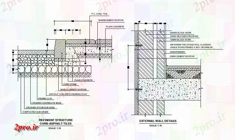 دانلود نقشه پلان مقطعی محدودیت هایی ساختار فرش کردن آسفالت جزئیات ساختار  (کد167068)