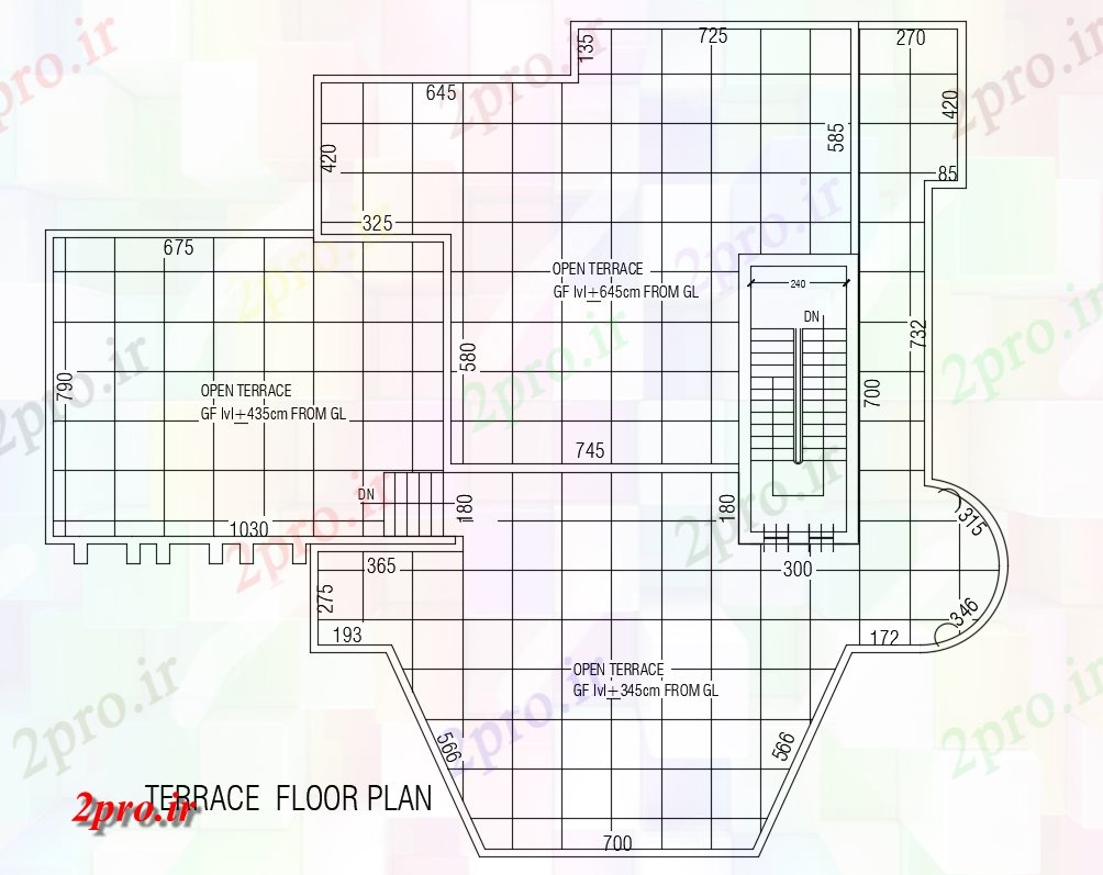 دانلود نقشه مسکونی ، ویلایی ، آپارتمان خانه تراس طرحی طبقه اتوکد 21 در 23 متر (کد167078)