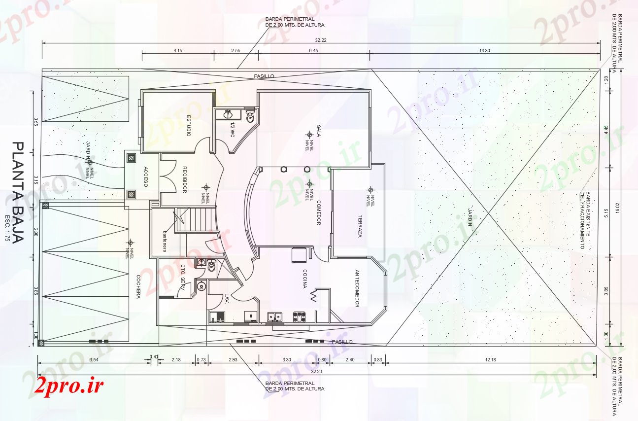 دانلود نقشه مسکونی ، ویلایی ، آپارتمان X16 متر خانه 16 در 32 متر (کد167090)