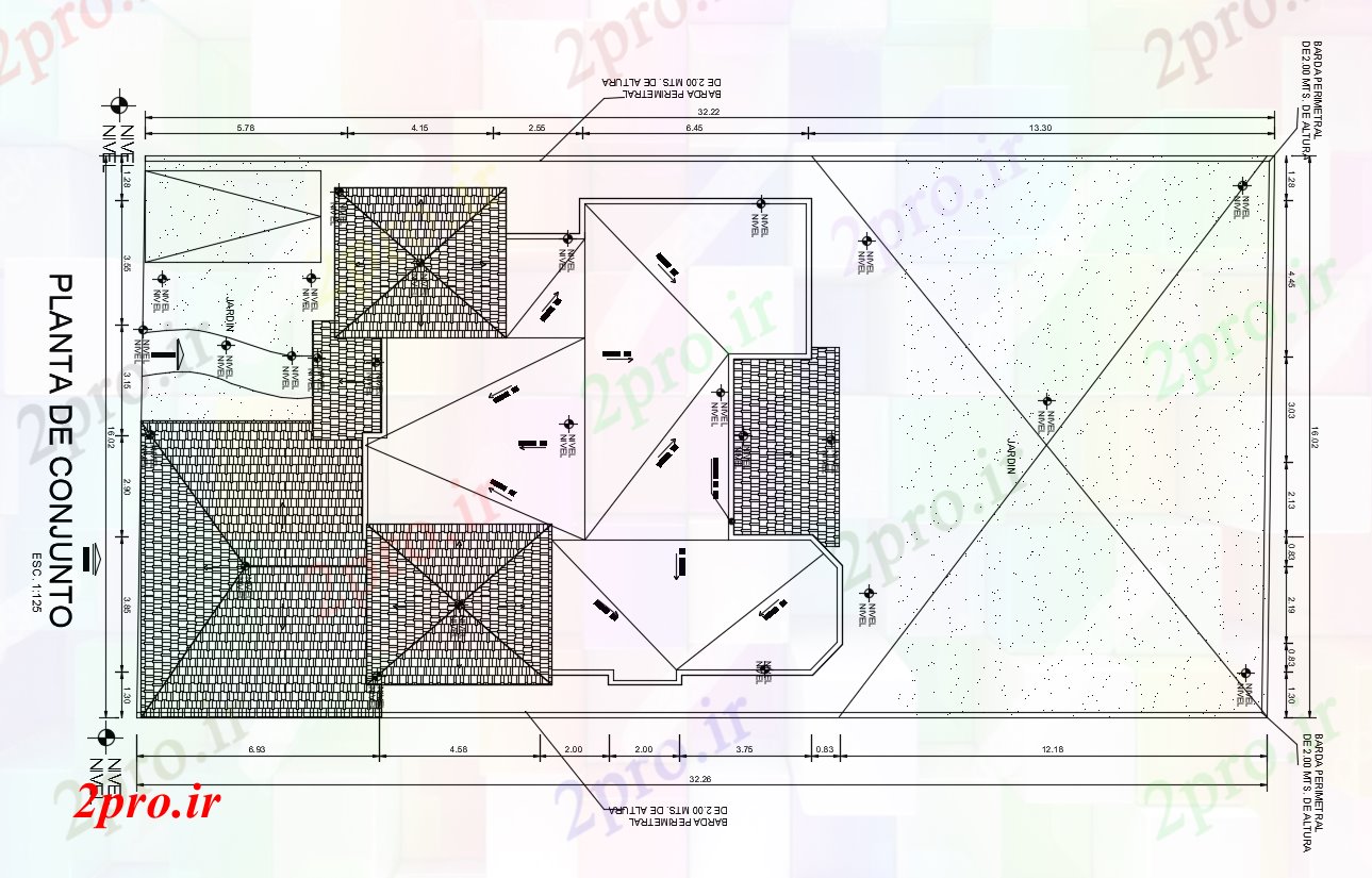 دانلود نقشه مسکونی ، ویلایی ، آپارتمان X16 متر خانه طرحی سقف اتوکد 16 در 32 متر (کد167092)