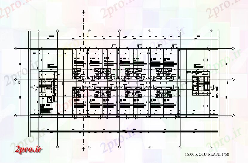دانلود نقشه هتل - رستوران - اقامتگاه طرحی طبقه هتل 17 در 49 متر (کد167113)