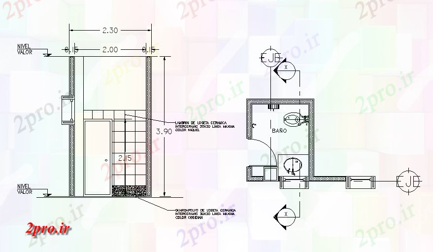 دانلود نقشه سرویس بهداشتی - دستشویی جزئیات توالت طراحی    اتوکد بیان   (کد167126)