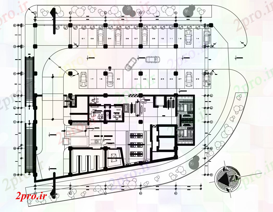 دانلود نقشه ساختمان اداری - تجاری - صنعتی مرکز تجاری طبقه همکف 22 در 37 متر (کد167207)