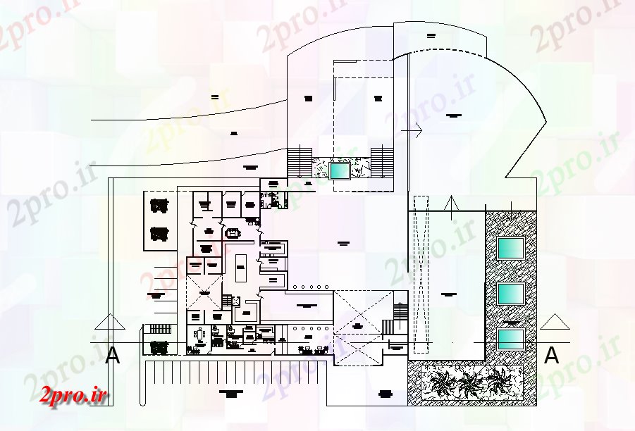 دانلود نقشه هتل - رستوران - اقامتگاه رستوران 5 چنگال طرحی 8 در 11 متر (کد167238)
