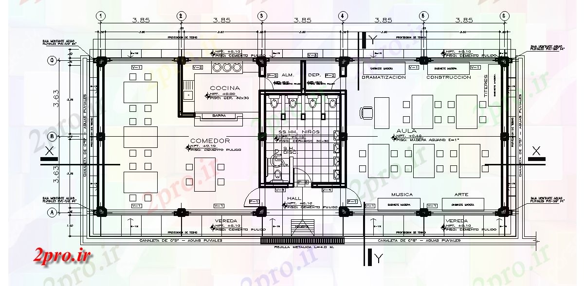 دانلود نقشه دانشگاه ، آموزشکده ، موسسه - طرحی طبقه از ساختمان دانشکده 8 در 20 متر (کد167263)