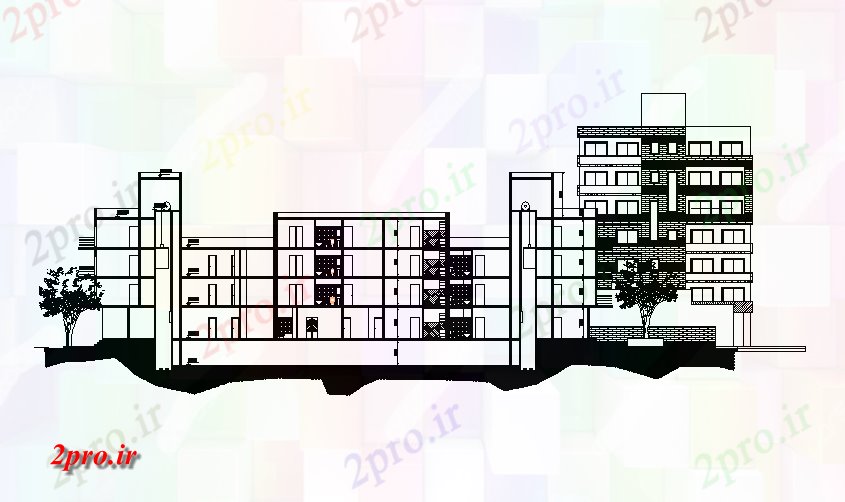 دانلود نقشه مسکونی  ، ویلایی ، آپارتمان  چند خانواده آپارتمان   ساختمان (بخشی) نما نشیمن  (کد167271)