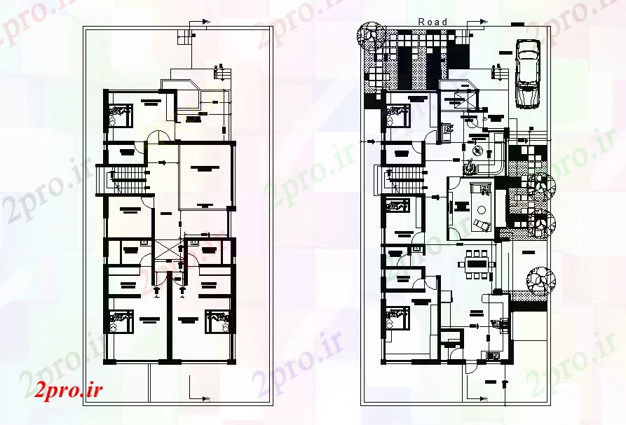 دانلود نقشه خانه های کوچک ، نگهبانی ، سازمانی - طرحی خانه ویلا 32'x65 14 در 27 متر (کد167317)