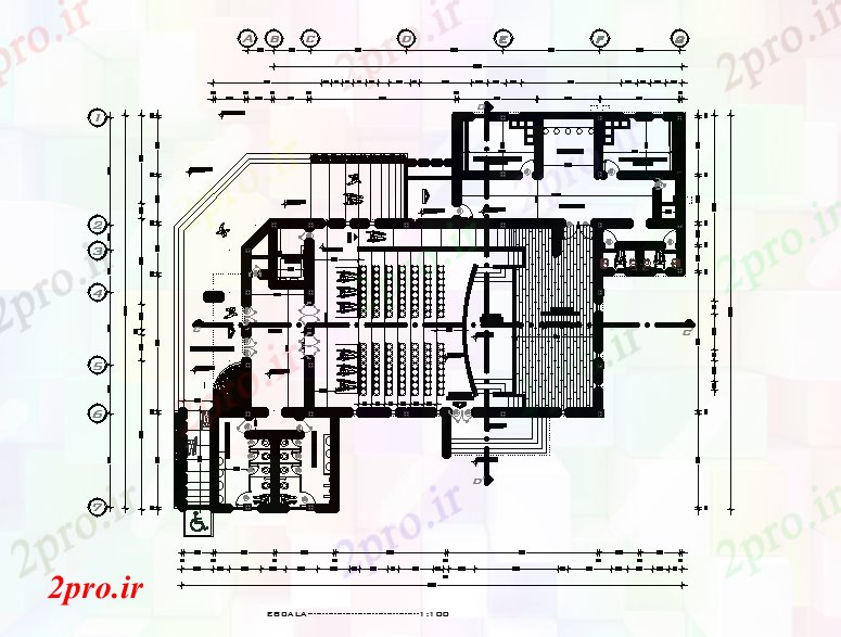 دانلود نقشه معماری معروف طرحی موزه هنر 25x25m 24 در 25 متر (کد167342)