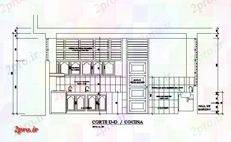 دانلود نقشه آشپزخانه آشپزخانه جزئیات نما مقطعی طراحی  (کد167349)