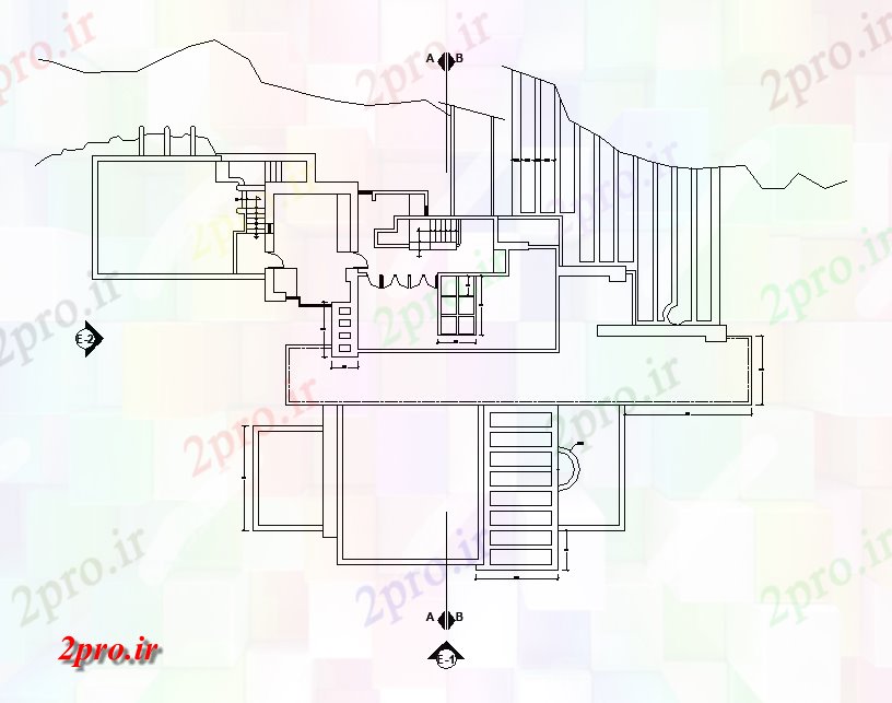 دانلود نقشه معماری معروف آبشار خانه تراس طرحی 20 در 25 متر (کد167424)