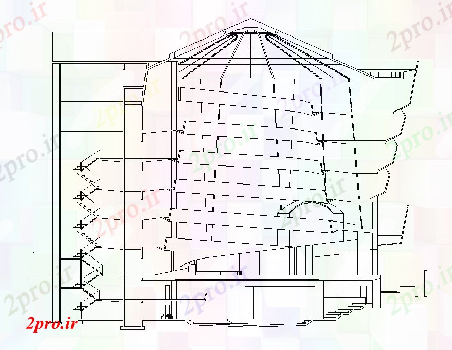 دانلود نقشه معماری معروف دفتر شرکت ساختمانی بخشی نمای نشیمن   (کد167427)
