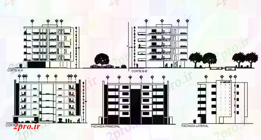دانلود نقشه مسکونی  ، ویلایی ، آپارتمان   بخش از طرحی 32x20m ساختمان آپارتمان      (کد167439)