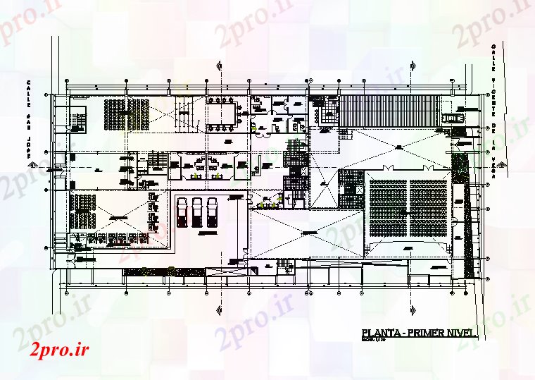 دانلود نقشه ساختمان اداری - تجاری - صنعتی X30 متر ساختمان اداری کامل پروژه طبقه همکف 31 در 80 متر (کد167502)