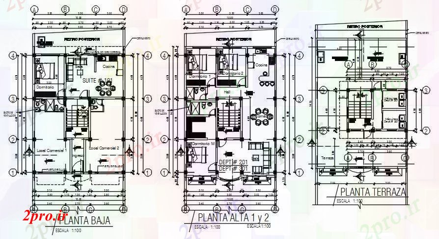 دانلود نقشه مسکونی ، ویلایی ، آپارتمان طرحی خانه 10x16m اتوکد ارائه 10 در 17 متر (کد167546)