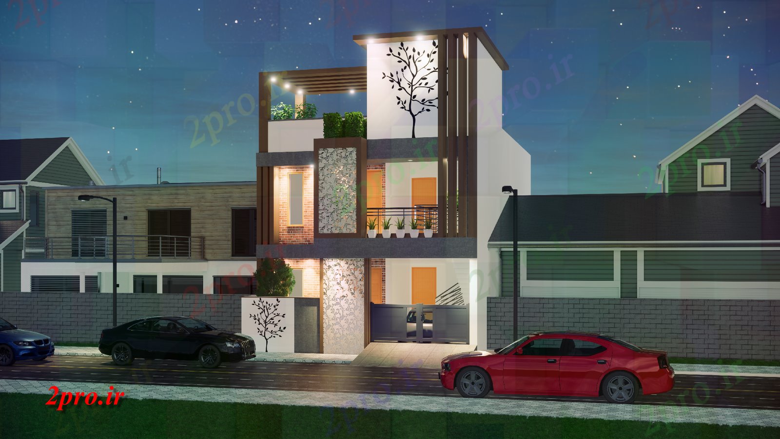 دانلود نقشه مسکونی  ، ویلایی ، آپارتمان  G + 1 زیبا طراحی خانه مدرن نما Revit و  این  طراحی Revit و در  com (کد167559)