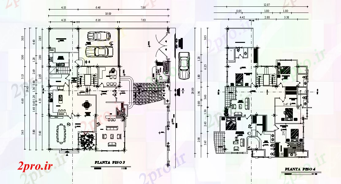 دانلود نقشه مسکونی ، ویلایی ، آپارتمان x19m طرحی ساختمان مسکونی 19 در 19 متر (کد167602)