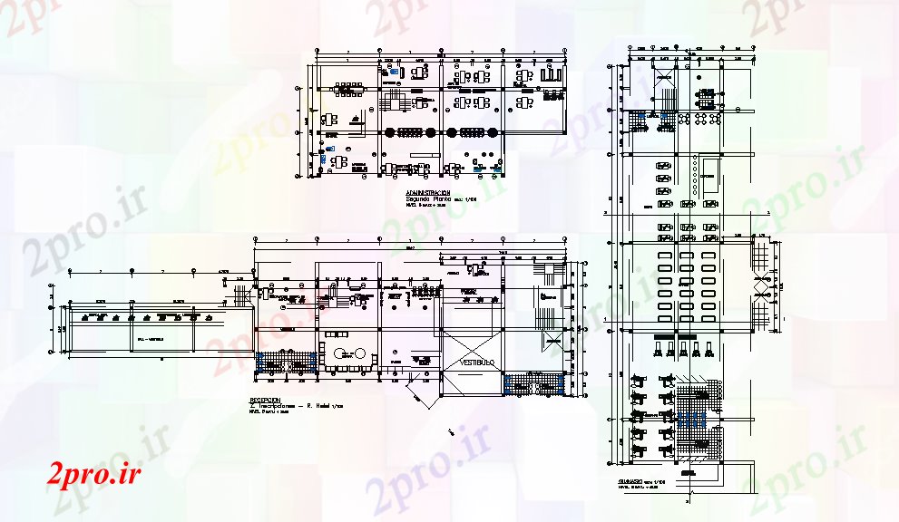 دانلود نقشه ساختمان اداری - تجاری - صنعتی یکی از جزئیات اتاق اداری از طرحی دفتر 14 در 46 متر (کد167604)