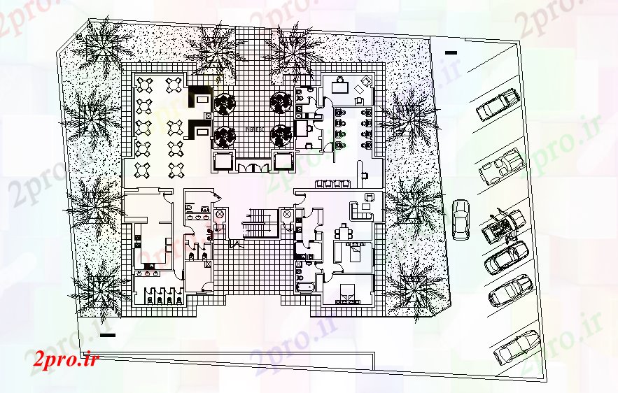 دانلود نقشه باشگاه طرحی خانه باشگاه اتوکد رسم 23 در 25 متر (کد167605)