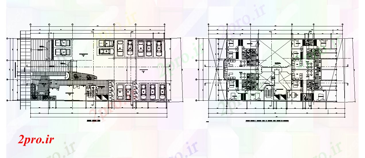 دانلود نقشه مسکونی  ، ویلایی ، آپارتمان  طرحی ساختمان آپارتمان   37x18m    (کد167621)