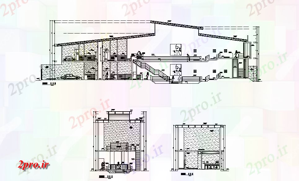 دانلود نقشه باشگاه بخش جزئیات 50x10m طرحی خانه باشگاه 11 در 44 متر (کد167624)