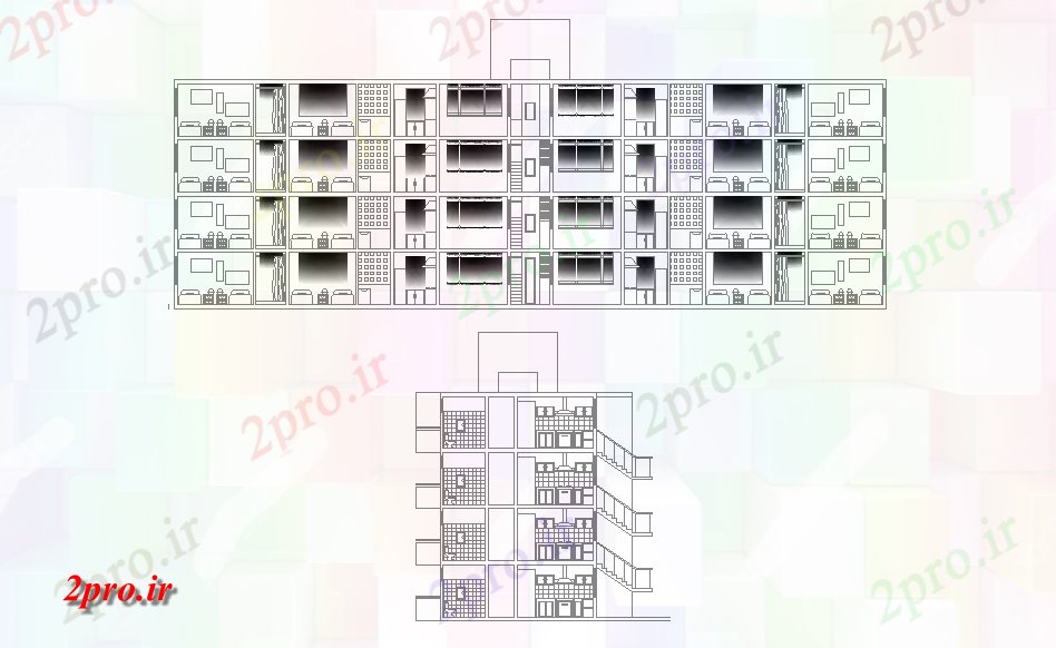 دانلود نقشه مسکونی  ، ویلایی ، آپارتمان   بخش از طرحی ساختمان G + 3 آپارتمان      (کد167636)