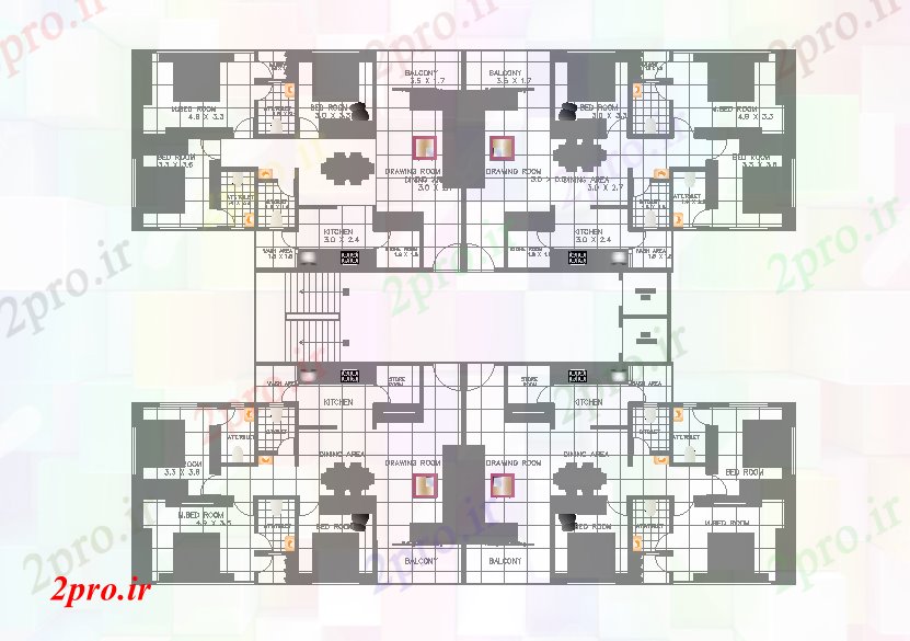 دانلود نقشه مسکونی  ، ویلایی ، آپارتمان  طرحی آپارتمان    مدل  ارائه    (کد167638)