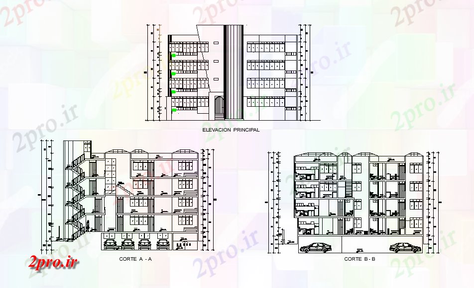 دانلود نقشه مسکونی  ، ویلایی ، آپارتمان  بخش و نما طرحی خانه       (کد167642)