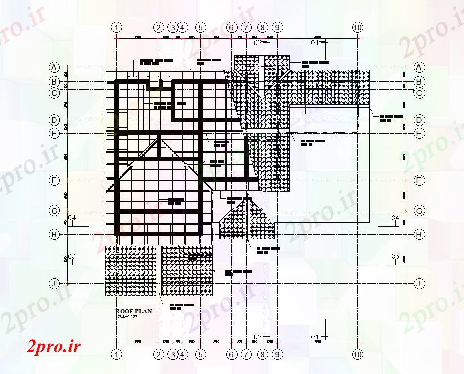 دانلود نقشه مسکونی ، ویلایی ، آپارتمان x18m طرحی تراس پشت بام اتوکد دو بعدی ارائه 18 در 20 متر (کد167645)