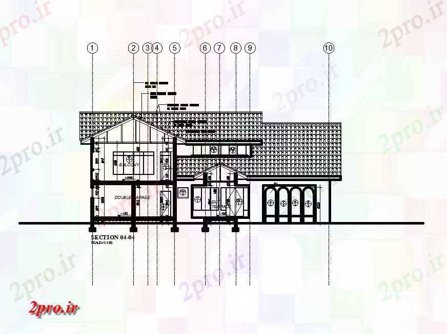 دانلود نقشه مسکونی  ، ویلایی ، آپارتمان  نمای چپ بخش جانبی طرحی خانه 20x18m    اتوکد دو بعدی  ارائه     (کد167652)