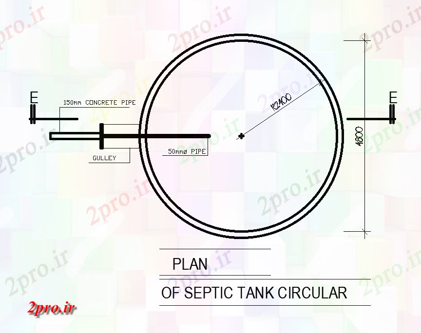 دانلود نقشه تجهیزات بهداشتی طرحی سپتیک تانک دایره وار،    (کد167662)