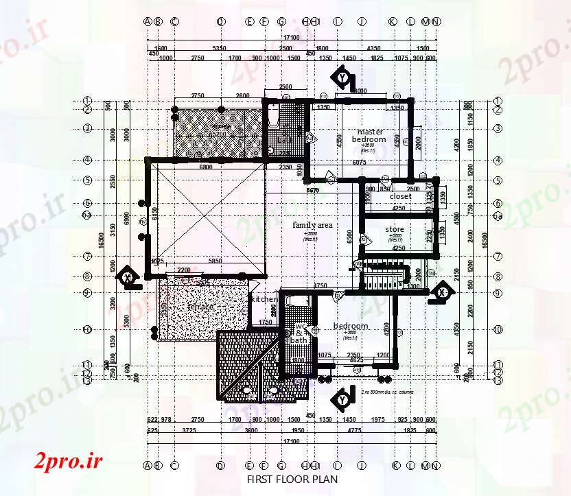 دانلود نقشه هتل - رستوران - اقامتگاه x17m اولین طرحی خانه طبقه 16 در 17 متر (کد167673)